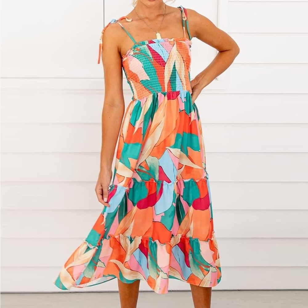 Vibrant Multicolor Midi Dress